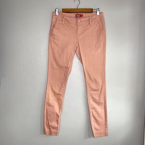Dickies Girl Juniors' 4-Pocket Super Skinny Pants Size 5 Pink Chino Twill Gorp